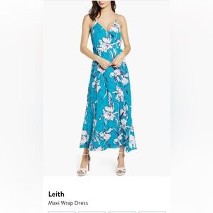 Leith Blue Floral Maxi Wrap Dress M